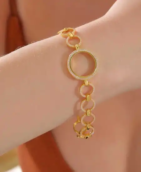 Gümüş Çeyrek Takılabilen Altın Kaplama Kadın Bileklik