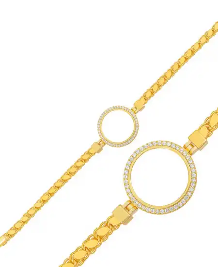 Gümüş Çeyrek Takılabilen Altın Kaplama Kadın Bileklik