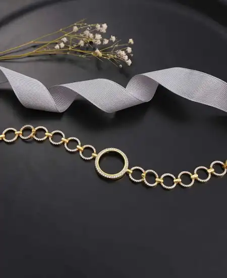 Gümüş Çeyrek Takılabilen Altın Kaplama Kadın Bileklik