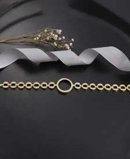 Gümüş Çeyrek Takılabilen Altın Kaplama Kadın Bileklik