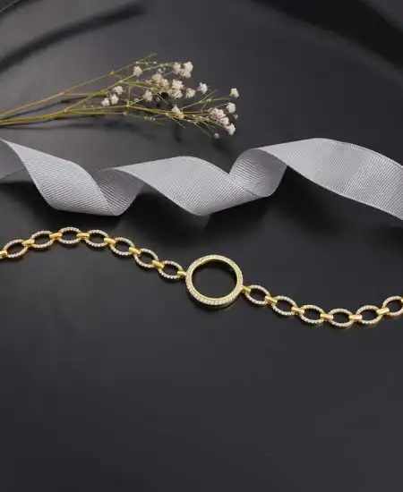 Gümüş Çeyrek Takılabilen Altın Kaplama Kadın Bileklik