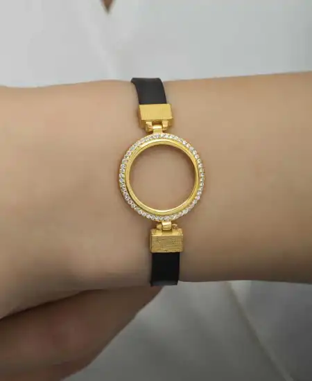 Gümüş Çeyrek Takılabilen Altın Kaplama Kadın Bileklik