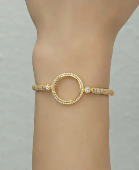 Gümüş Çeyrek Takılabilen Altın Kaplama Kadın Bileklik