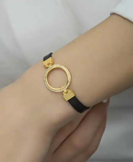 Gümüş Çeyrek Takılabilen Altın Kaplama Kadın Bileklik