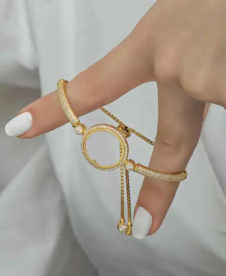 Gümüş Çeyrek Takılabilen Altın Kaplama Kadın Bileklik