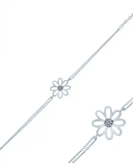 Gümüş Çiçek Bayan Bileklik