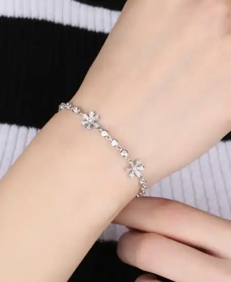 Gümüş Çiçek Bayan Bileklik