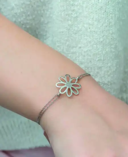 Gümüş Çiçek Bayan Bileklik