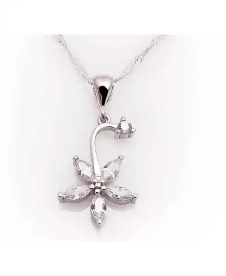 Gümüş Çiçek Bayan Kolye