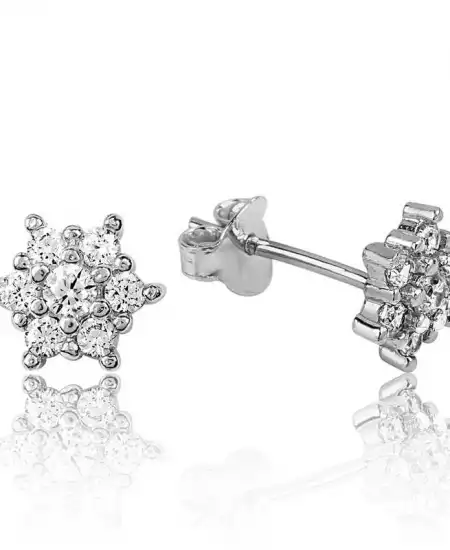 Gümüş Çiçek Çivili Küpe