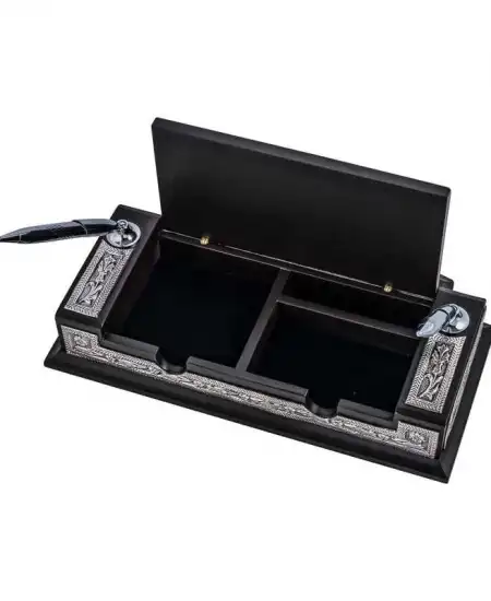 Gümüş Çiçek Desenli Besmele Masa Üstü Kalemlik