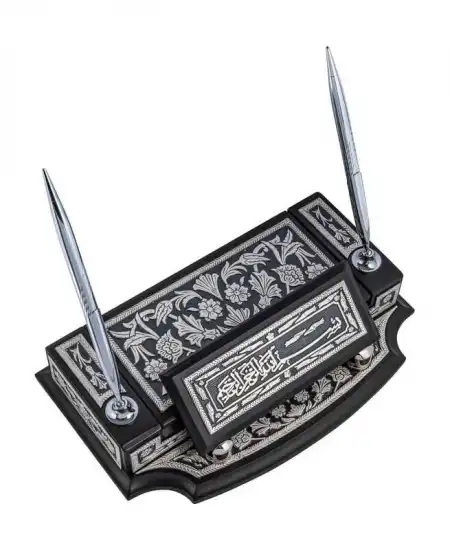 Gümüş Çiçek Desenli Besmele Masa Üstü Kalemlik