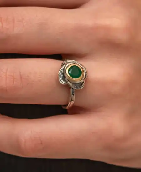 Gümüş Çiçek Desenli Otantik Kadın Yüzük