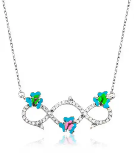 Gümüş Çiçekli Sonsuzluk Bayan Kolye