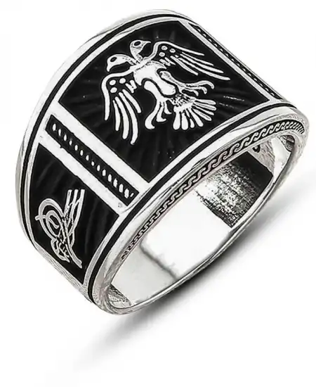 Gümüş Çift Başlı Kartal Erkek Yüzük