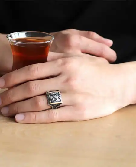 Gümüş Çift Başlı Kartal Erkek Yüzük