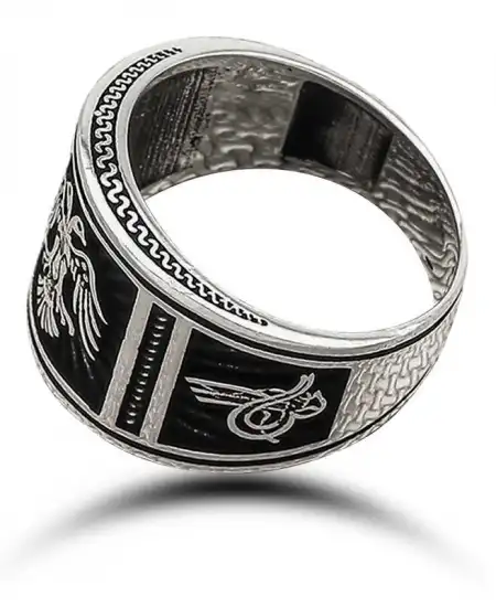 Gümüş Çift Başlı Kartal Erkek Yüzük