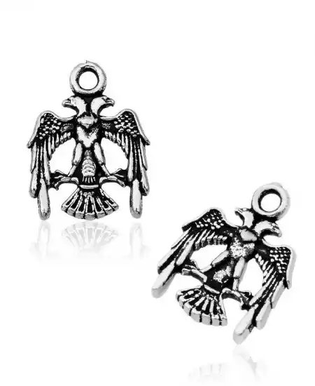 Gümüş Çift Başlı Kartal Tesbih Püskül Ucu