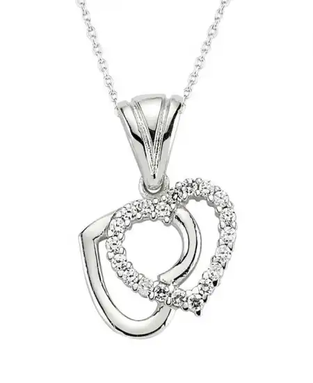 Gümüş Çift Kalpli Bayan Kolye