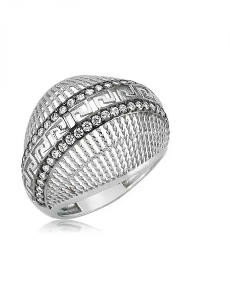 Gümüş Çift Sıra Taşlı Bayan Yüzük