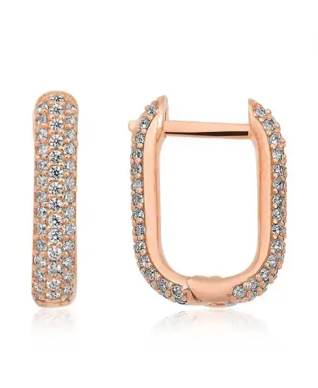 Gümüş Çift Taraflı Beyaz Taşlı J Bayan Küpe