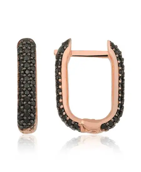 Gümüş Çift Taraflı Siyahtaşlı J Bayan Küpe