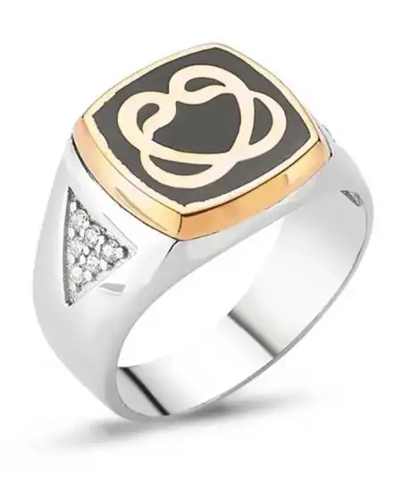 Gümüş Çift Vav Erkek Yüzük