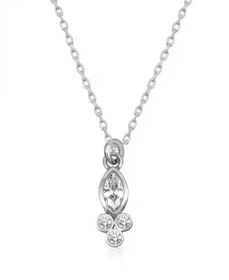 Gümüş Çiğ Damlası Mekik Tektaş Bayan Kolye