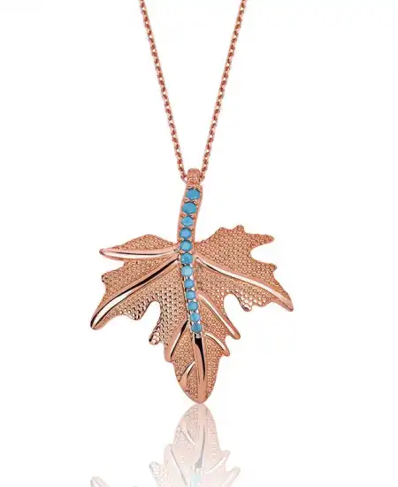 Gümüş Çınar Yaprağı Bayan Kolye