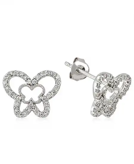 Gümüş Çivili Kelebek Küpe