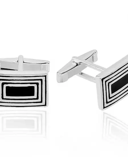 Gümüş Çizgili Kol Düğmesi