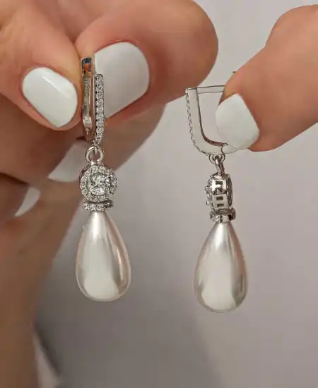 Gümüş Damla İnci Kadın Küpe