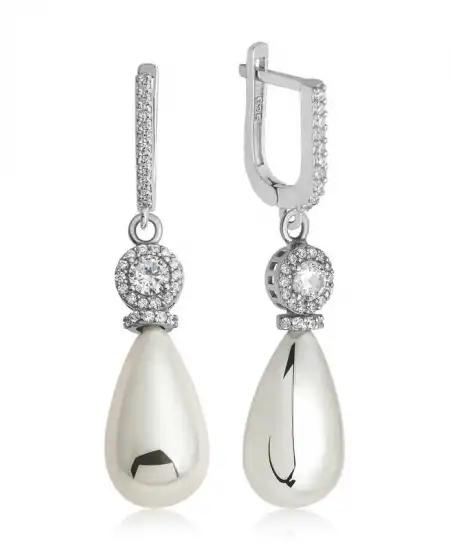 Gümüş Damla İnci Kadın Küpe