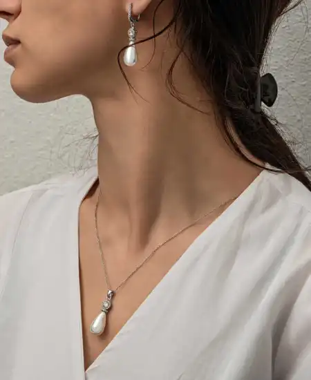 Gümüş Damla İnci Kadın Set