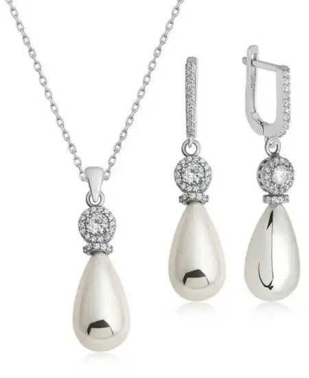 Gümüş Damla İnci Kadın Set