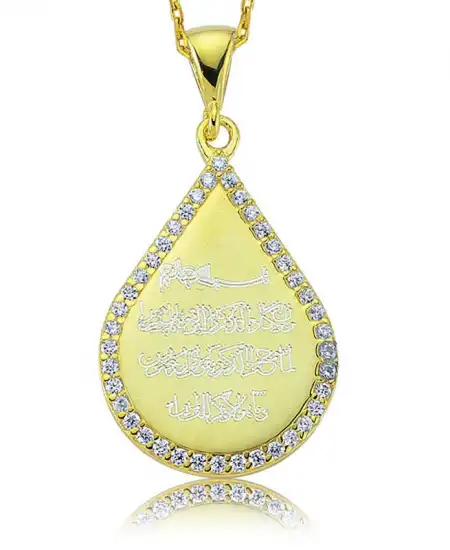 Gümüş Damla Nazar Duası Bayan Kolye