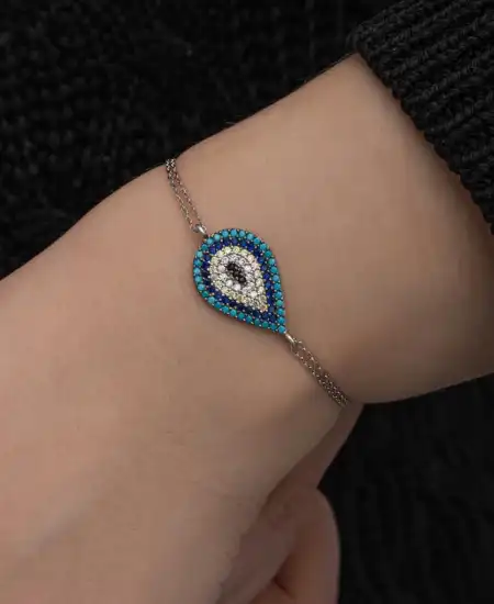 Gümüş Damla Nazar Kadın Bileklik