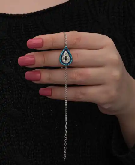 Gümüş Damla Nazar Kadın Bileklik