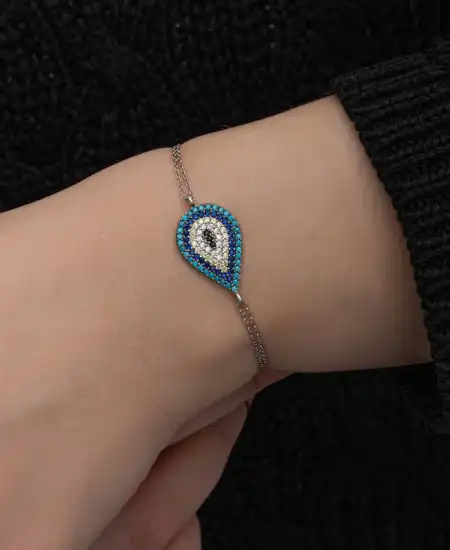 Gümüş Damla Nazar Kadın Bileklik