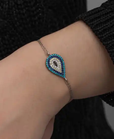 Gümüş Damla Nazar Kadın Bileklik