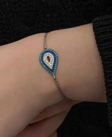 Gümüş Damla Nazar Kadın Bileklik