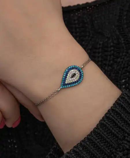 Gümüş Damla Nazar Kadın Bileklik