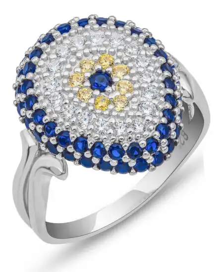 Gümüş Damla Nazarlı Kadın Yüzük