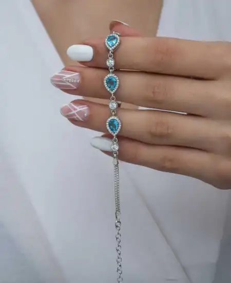 Gümüş Damla Su Yolu Kadın Bileklik