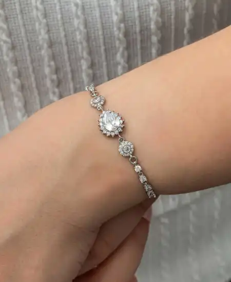 Gümüş Damla Su Yolu Kadın Bileklik