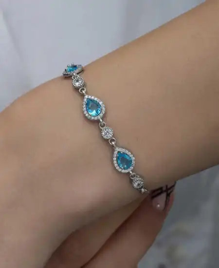 Gümüş Damla Su Yolu Kadın Bileklik