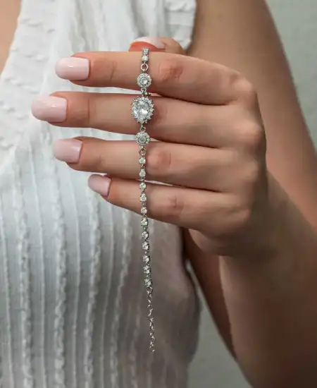 Gümüş Damla Su Yolu Kadın Bileklik