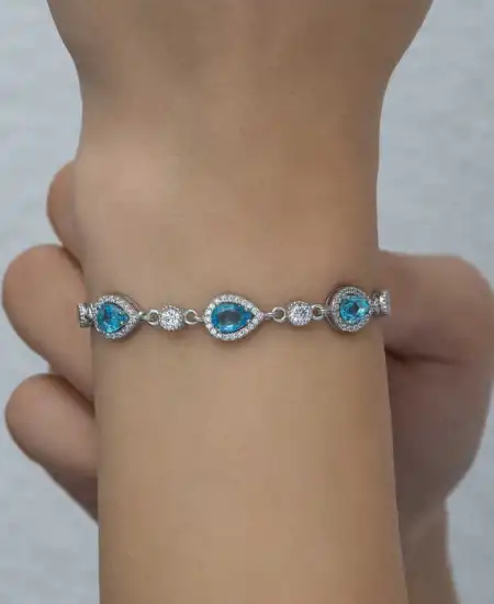 Gümüş Damla Su Yolu Kadın Bileklik