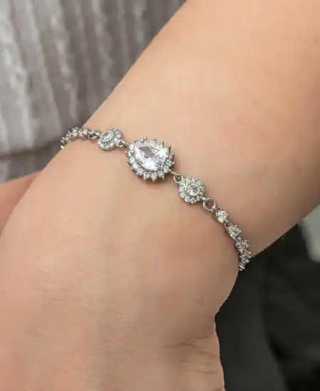 Gümüş Damla Su Yolu Kadın Bileklik