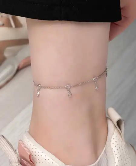 Gümüş Damla Zirkon Taşlı Halhal